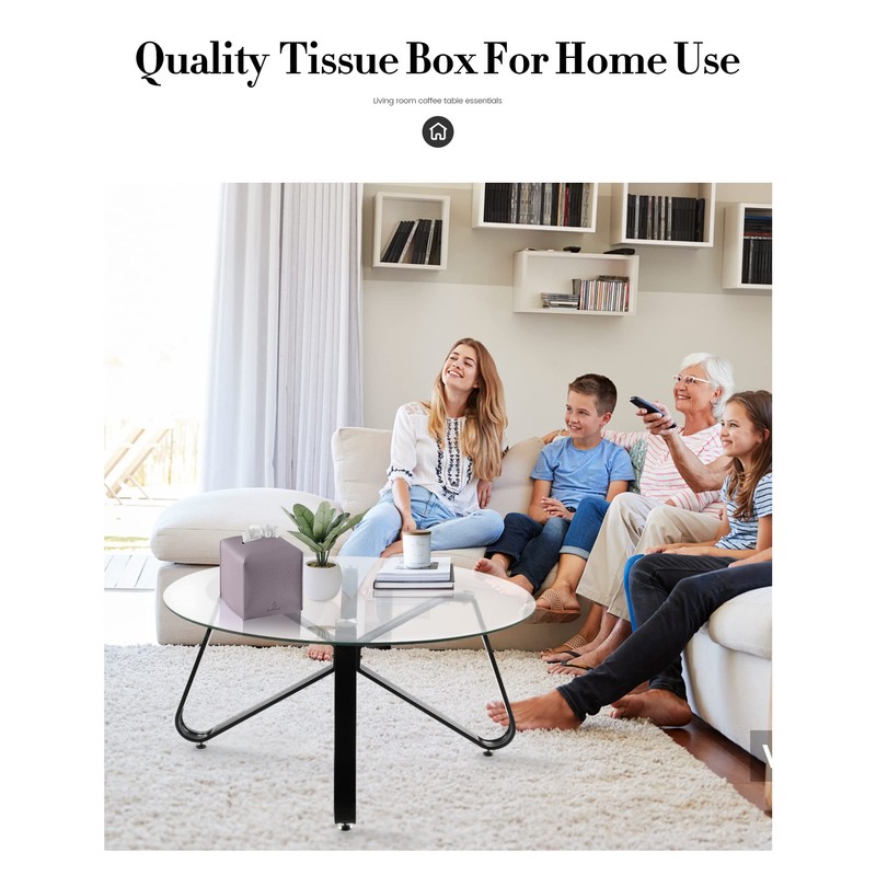 Tissue Box Cover, Jeethemy Square PU Leather Tissue Box Holder,