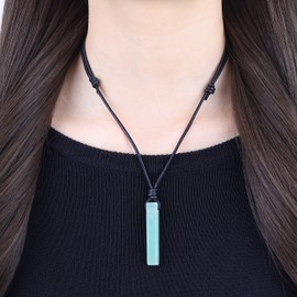 COAI Power Stone Stick Bar Power Stone Necklace, green aventurine, green aventurine