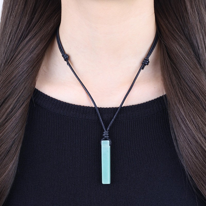 COAI Power Stone Stick Bar Power Stone Necklace, green aventurine,