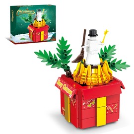 KAZI Snowman Box Building Toys for Kids,Winter Snowman Christmas Toys Sets for Boys Girls Ages 8+,Mini Christmas Decorations for Tabletop and Home,Christmas Party Favors