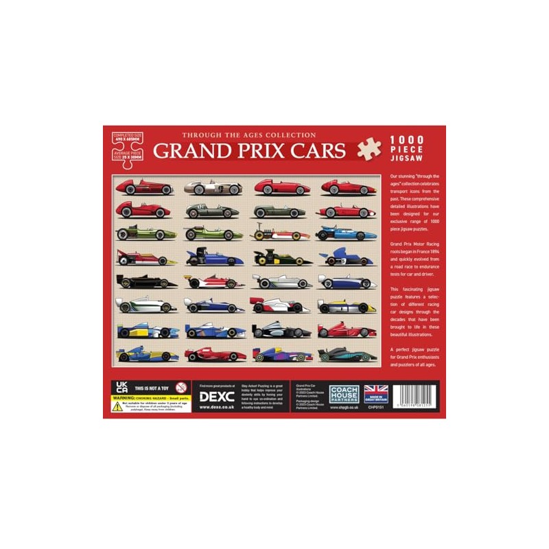 Through The Ages Grand Prix Cars Collection 1000 Piece Puzzle