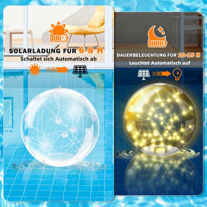 Charmofun Solar Pool Lighting Floating Pack of 2 Inflatable Solar