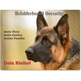 Merchandise for Fans Warning Sign Aluminium 15 x 20 cm German Shepherd Security (03)