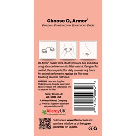 O2 Armor Nose Filters for Welders & Allergies - Nose Filter for Dust - Nasal Filters for Welding - Nose Dust Mask for Construction (50 Pack, Size Medium)