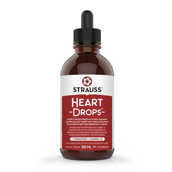 Strauss Naturals Heartdrops - Herbal Heart Support Supplement with European Mistletoe, Aged Garlic Extract 100 ml, Cinnamon Flavour, Soy Free
