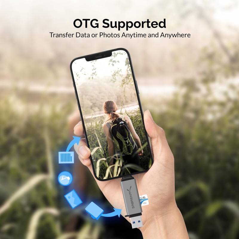 SABRENT SD Card Reader, High-Speed USB C to Micro SD