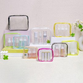 1 PCS Green Travel Toiletries Bags 12x3.5x10cm Clear PVC Makeup Bags Portable Travel Toiletries Pouch for Bathroom, Vacation