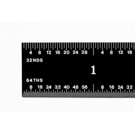 PEC Tools 161-024EZ, 24 Inch Flexible Ruler, 16R (32nds, 64ths, 50 THS, 100ths),Made in US, Stainless Steel, Black Chrome