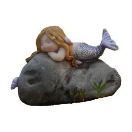 Gemmia Miniature Garden Fairy Mermaid Statue- Dreaming Mermaid on Rock