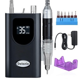 Delanie Professional Nail Drill Machine 35000 RPM, Portable Nail Drill for Acrylic Nail Gel Nail, Rechargeable Electric Nail File Efile Nail Drill, Home and Salon Use Nail Tool (Black)