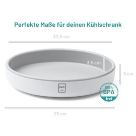 D&D Living® Rotating Plate Diameter 25 cm - Kitchen & Fridge Organiser Rotatable Lazy Susan Spice Rack with Reinforced Plastic | Round with Quiet Rotation