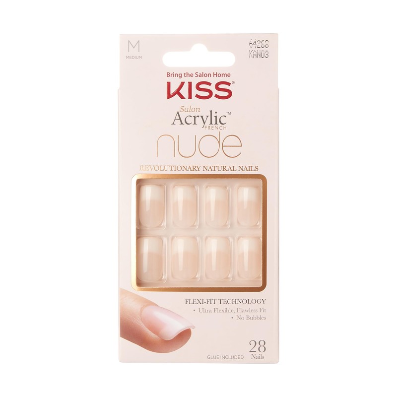 Kiss Salon Acrylic Nude French Nails, Cashmere, 31 Count