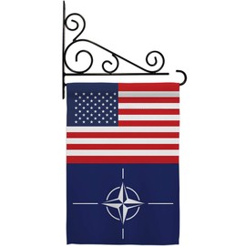 NATO US Friendship Garden Flag Set Wall Holder Association Organization Fraternity Sorority University College Greek Club Small Decorative Gift Yard House Banner Made In USA 13 X 18.5