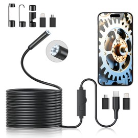 Dual Lens Endoscope Camera with Light, DPduct 1920P HD Borescope Inspection Camera with 8+1 Lights (CA-USB-1T3)