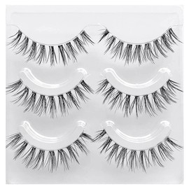 Musegetes False Eyelashes, 4D Clear Band False Eyelashes, Natural False Eyelashes, Ultra Lightweight, Soft, Handmade False Eyelashes, 3 Pairs