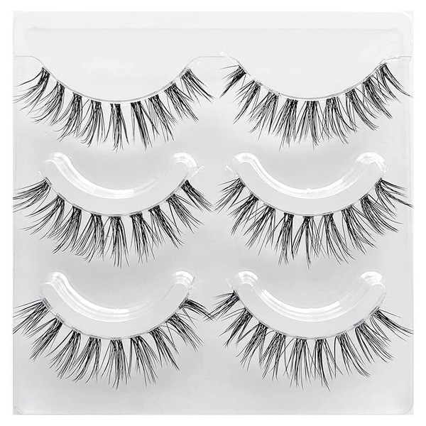 Musegetes False Eyelashes, 4D Clear Band False Eyelashes, Natural False