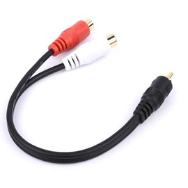 VECASDEN RCA 1 Male to 2 Female Audio Speaker Y Adapter Splitter Cable OFC Conductor Double Shielded Gold Plated Metal Shell Flexible PVC Jacket - 2 Pack/0.6ft