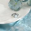 Weviway Silver Plated Aquamarine Ring with Oval Shape, Light Blue,
