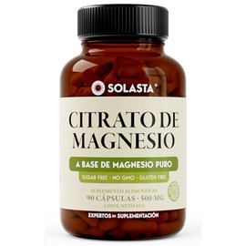 CITRATO DE MAGNESIO  Solasta  Cápsulas de 500mg de Fácil Absorción  Ingredientes Naturales de Alta Calidad  90 Cápsulas                               