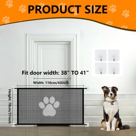 Dog Gate for Stairs & Doorways, Pet Gates for The House, Dogs Screen Mesh Gate for Pets, 71” W x 31" H, Magic Pet Barrier, No Drilling Portable Puppy Fence Guard for Indoor & Stairway