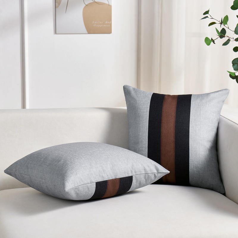 Set of 2 Decorative Cotton and Linen Throw Pillow Covers