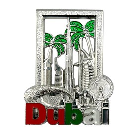 Dubai Magnet - Dubai Souvenir Magnet - Dubai Landmarks Metal Fridge Magnets - UAE Gift Magnets - Dubai Burj Khalifa (Silver)