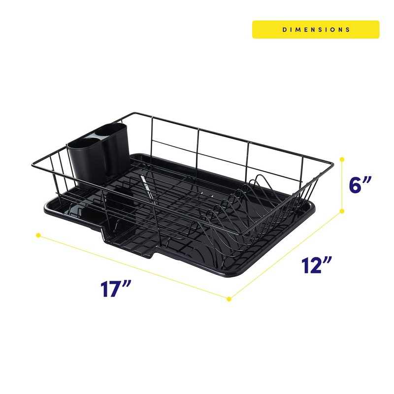 Space-Saving 3-Piece Dish Drainer Rack Set with Cutlery Holder -