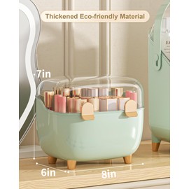 Anylady Lipstick Organizer For Vanity - Detachable Perfume Organizer (Thicken Upgraded), Lipstick Holder With Cover, Cosmetic Organizer (Green)