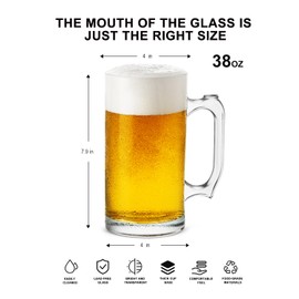 35 OZ Beer Mugs,Heavy Large Beer Glasses with Handle,Classic Beer Mug glasses,Style Extra Large Glass Beer Stein Super Mug