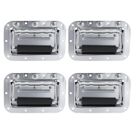 Tsnamay 6.34Inch Silver Spring Loaded Handle Heavy Duty Handle for Toolbox Chest Case with Rubber Grip Surface Mounted(4 Pack)