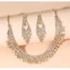 Unbranded Luxurious Full Diamond Collar Bone Necklace Earrings Set Gold