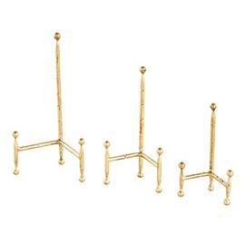 Deco 79 Metal Display Easel Slim Tabletop Easel with Ball Accents, Set of 3 Display Stand 12', 10', 8'H, Gold