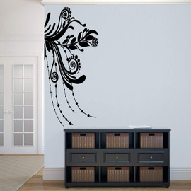 Corner Flourish Wall Decal, Accent Sticker for Wall or Sign, Decor for Entryway, Hallway, Family and Living Room| 22.5" Wide x 50" Tall | Black | Select Your Color