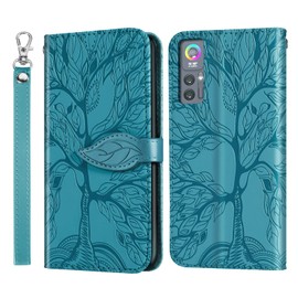 Aimigel Wallet Case for TCL 30 5G with Card Holder/Slot, PU Leather Flip Folio Shell [Magnetic Closure][Wrist Strap][Kickstand] Shockproof Cover Fit TCL 30 5G,Turquoise