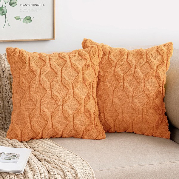 MIULEE Fall Orange Throw Pillow Covers 18x18 Set of 2