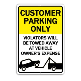 Customer Parking Only Sings for Business 10x14 Inch - Customer Parkign Signs Unauthorized Vehicles Will be Towed Sign Aluminum Parking Lots Warning Sign