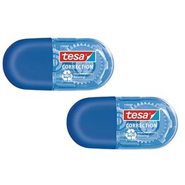 tesa ecoLogo Mini Correction Roller, Small and Ergonomic, 6 m x 5 mm, Pack of 2 (Blue)