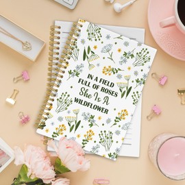 XPH Baby Girls Nursery Spiral Notebook, Spring Plant Floral Wildflower Journaling Notebooks for Office Work School, Inspirational Christian Gift Hardcover Journals for Women, 160 Pages 5.5 x 8.3 Inch