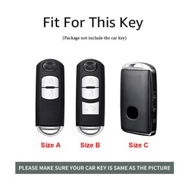 ontto Key case fit for Mazda 3 Alexa CX-30 CX5 CX8 CX9 CX4 2019 2020 2021 Leather Remote Key Fob Cover Keyring Accessories Smart Key Shell Keychain Key Holder Protection 3 Buttons Black C