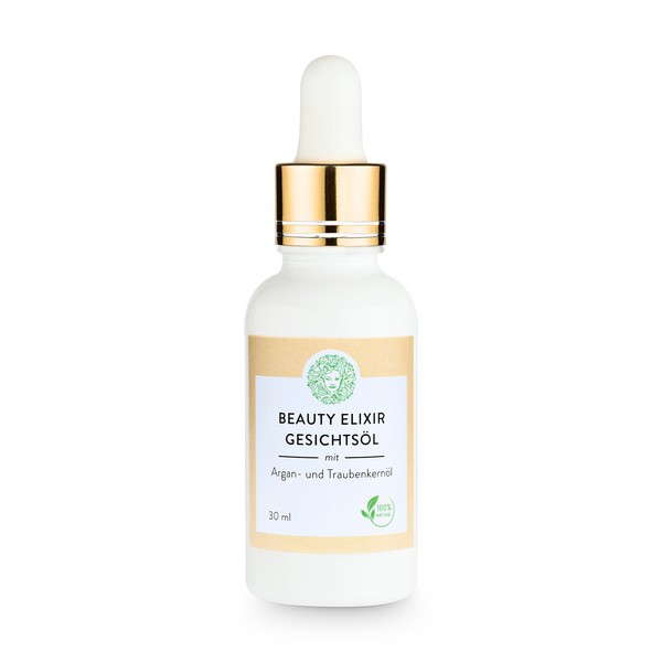 Natural Beauty Elixir Facial Oil - Argan Oil & Grape Seed Oil - Anti-Ageing Face Serum for All Skin Types - Vegan - 30 ml