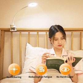 Desk Lamp Clip on Reading Light, Dorm Room Essential Clip on Light Wall-Mounted, Portable Desk Light Mini Clip Lamp, Small Bedside Lamp with Clamp, Rechargeable Reading Lights for Books Dorm Makeup