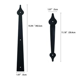 Decorative Garage Hinge 4 Hings and 2 Handles Garage Door Hinges Decorative Garage Door Carriage Hardware Carriage House Accents Decorative Gate Hinge with Mounting Screws, Black