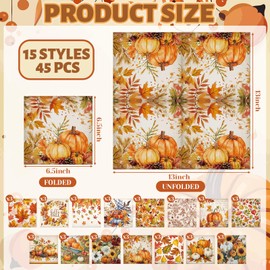 45 Pack Fall Decoupage Napkins 15 Styles for DIY Project