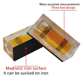 High Precision Mini Level Bubble Small Level Bubble Three line Flat Bead Level Ruler Magnetic Household Level 40 * 17.5 * 15mm(Brown Magnetic) 4PCS