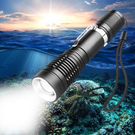 LIAISIMI Diving Torch Professional Bright Waterproof Safety Underwater Lamp 3 Modes Underwater Torch for Diving Swimming Hiking Fishing (1 Pack)