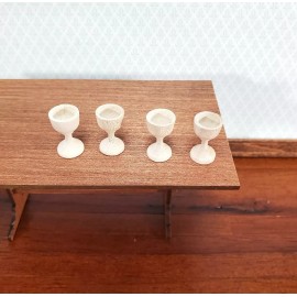 Streets Ahead Miniature Wood Goblets Chalices x4 1:12 Scale Dollhouse Decoration Kitchenware