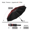 Ultimate Windproof Inverted Travel Umbrella 10 Rib with Reflective Edges,