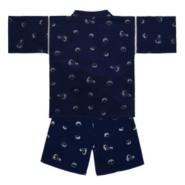 [ReliBeauty] Jinbei Kids Boys Double Weave Gauze, 100% Cotton, Children's, Room Wear, Yukata, Pajamas, Fireworks Displays, Summer Festivals, Loungewear, Top and Bottom Set, Short Sleeve, Front