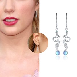 925 Sterling Silver Cute Animal Stud Earrings for Women Mushroom Frog/Fox/Cow/Sloth/Koala Earrings Stud for Womens Animal Stud Earrings for Sensitive Ears Hypoallergenic (Moonstone Snake)