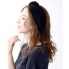 VINGTAINE Velour Black Turban Hair Band Cross Headband Wide Volume